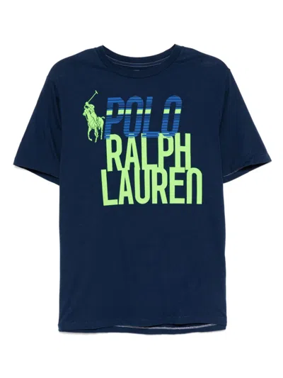 Polo Ralph Lauren Kids' Logo Print Short Sleeves T-shirt In Blue