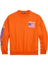 Polo Ralph Lauren Flag Logo Fleece Crewneck In Orange