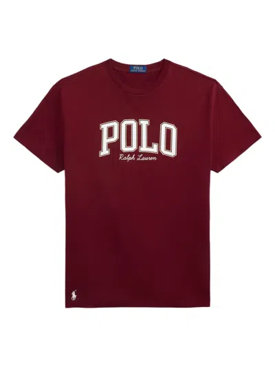 Polo Ralph Lauren Jersey T-shirt With Classic-fit Logo In Bordeaux