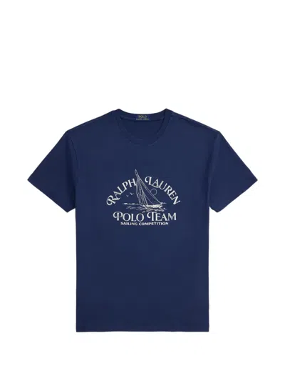 Polo Ralph Lauren Logo-print Cotton-jersey T-shirt In Blue