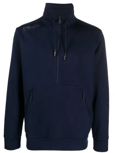 Polo Ralph Lauren Logo-print Zip-up Sweatshirt In Blau