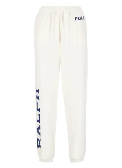 Polo Ralph Lauren Logo Printed Track Pants In White