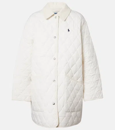 Polo Ralph Lauren Logo Quilted Corduroy-trimmed Coat In White