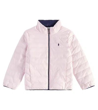 Polo Ralph Lauren Kids' Logo Reversible Puffer Jacket In Pink