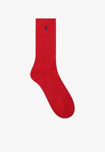 Polo Ralph Lauren Logo Ribbed Socks In Red