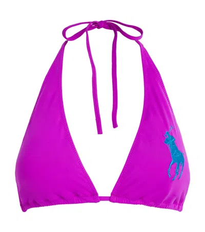 Polo Ralph Lauren Logo Ricky Triangle Bikini Top In Pink
