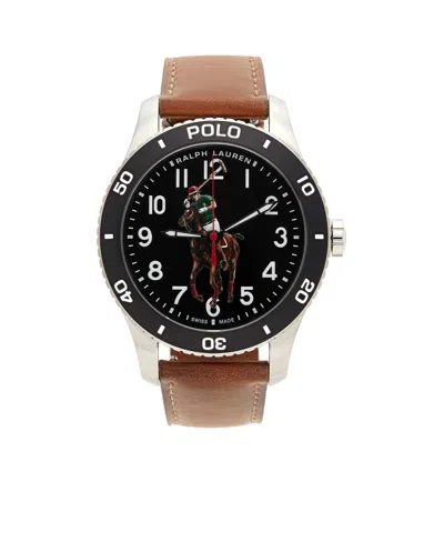 Polo Ralph Lauren Logo Round Watch In Black