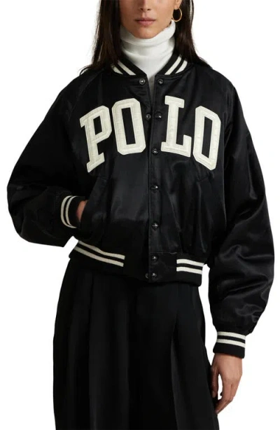 POLO RALPH LAUREN POLO RALPH LAUREN LOGO SATIN BOMBER JACKET