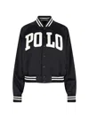 Polo Ralph Lauren Satin Bomber Jacket With Contrast Details In Black