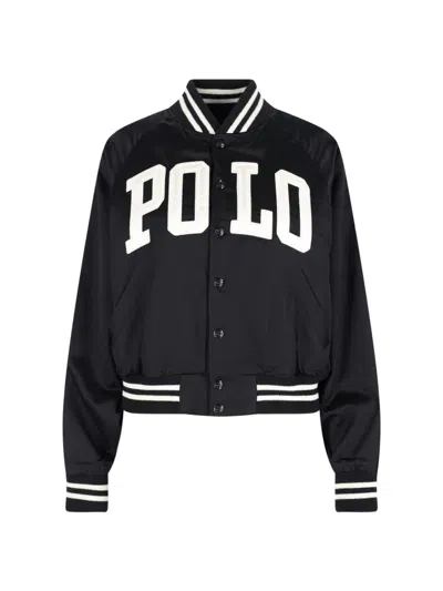 POLO RALPH LAUREN LOGO SATIN BOMBER JACKET