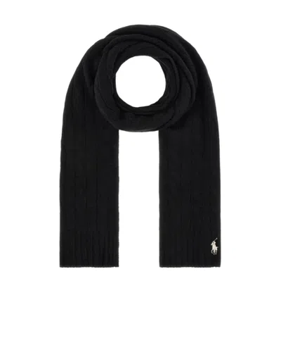 Polo Ralph Lauren Logo Scarf In Black