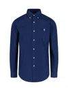 Polo Ralph Lauren Blue Shirt With Button-down Collar And Pony Embroidery On The Front In Blue