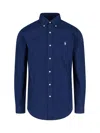 Polo Ralph Lauren Blue Shirt With Button-down Collar And Pony Embroidery On The Front In Blue
