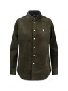 Polo Ralph Lauren Stretch Cotton Velvet Shirt In Green