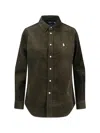 Polo Ralph Lauren Stretch Cotton Velvet Shirt In Green