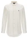 Polo Ralph Lauren White Shirt With Button-down Colllar And Pony Embroidery On The Front In Neutral