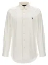 Polo Ralph Lauren White Shirt With Button-down Colllar And Pony Embroidery On The Front In Neutral