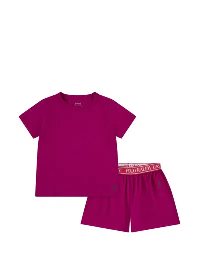 Polo Ralph Lauren Kids' Logo Shorts Set In Pink