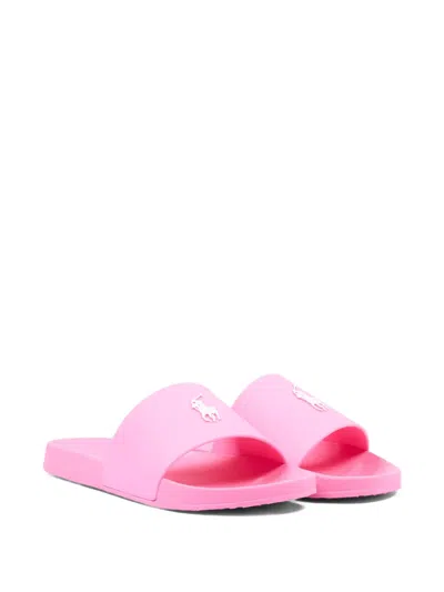 Polo Ralph Lauren Logo Slides In Pink