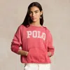Polo Ralph Lauren Logo Split-neck Fleece Hoodie In Red
