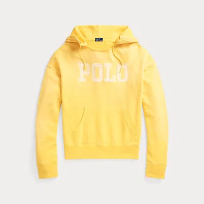 Polo Ralph Lauren Logo Split-neck Fleece Hoodie In Yellow