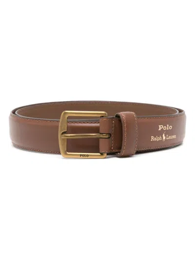 Polo Ralph Lauren Logo-stamp Belt In Brown