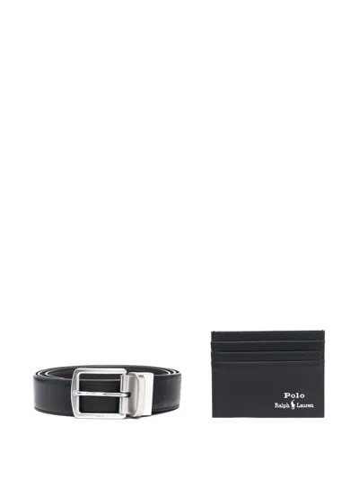 Polo Ralph Lauren Logo-stamp Cardholder And Belt Set In Schwarz