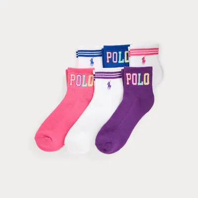 Polo Ralph Lauren Logo Stretch Ankle Sock 6-pack In Gold
