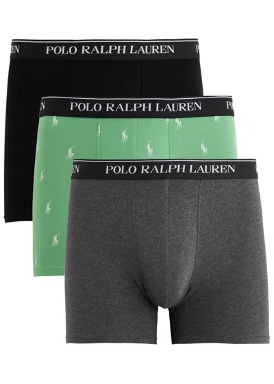 Polo Ralph Lauren Logo Stretch-cotton Boxer Briefs In Green