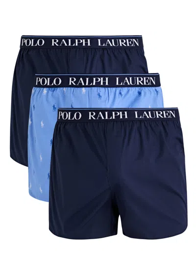 Polo Ralph Lauren Logo Stretch-cotton Boxer Shorts In Blue