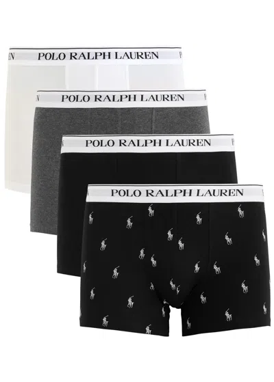 Polo Ralph Lauren Logo Stretch-cotton Trunks In Black