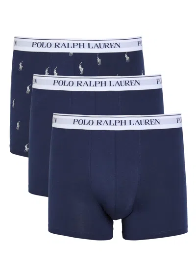 Polo Ralph Lauren Logo Stretch-cotton Trunks In Blue
