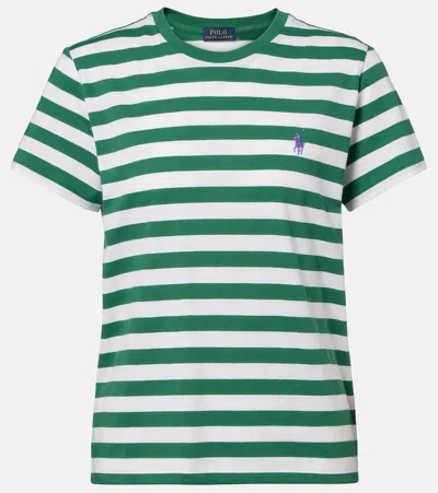 Polo Ralph Lauren Logo Striped Cotton Jersey T-shirt In Green