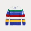 Polo Ralph Lauren Logo Striped Cotton Sweater In Multi Stripe