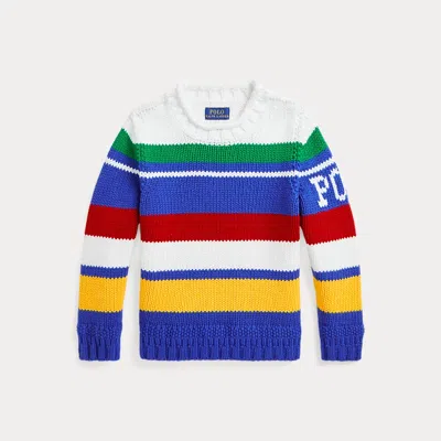 POLO RALPH LAUREN LOGO STRIPED COTTON SWEATER