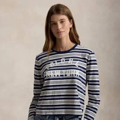 Polo Ralph Lauren Striped Logo-print T-shirt In Multi