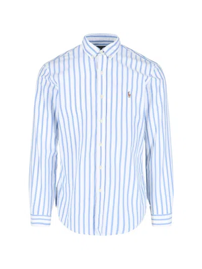Polo Ralph Lauren Logo Striped Shirt In Pink