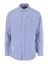Polo Ralph Lauren Blue And White Striped Button-down Shirt With Embroidered Logo In Blue