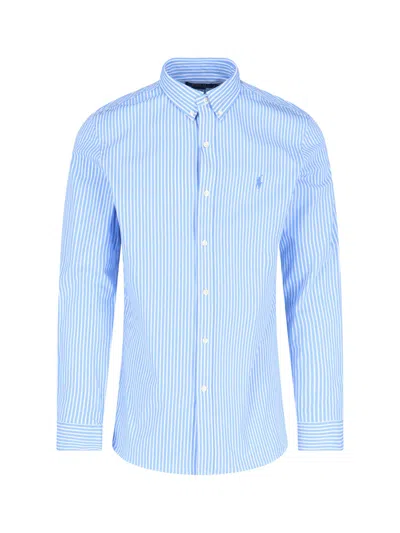 Polo Ralph Lauren Logo Striped Shirt In Blue