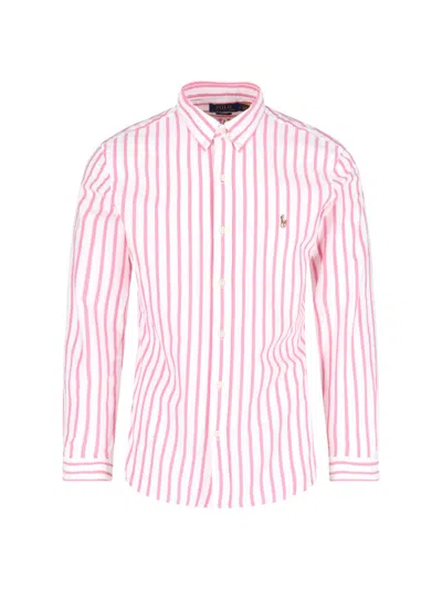 Polo Ralph Lauren Logo-embroidered Striped Shirt In Rosa