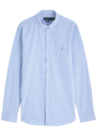 Polo Ralph Lauren Logo Striped Stretch-cotton Shirt In Light Blue