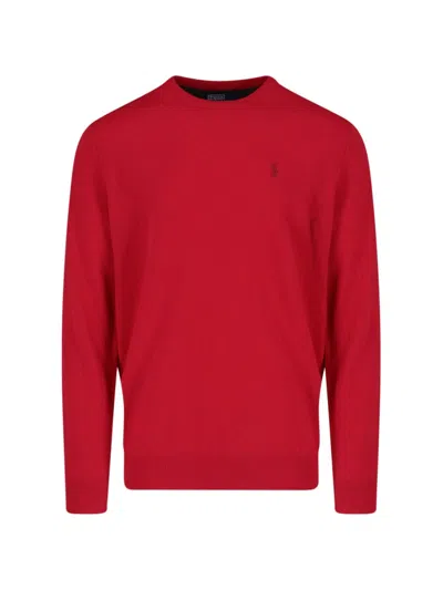 Polo Ralph Lauren Crew Neck Long Sleeve Ribbed Pullover In Red