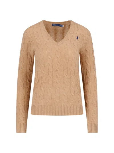 Polo Ralph Lauren Logo Sweater In Beige