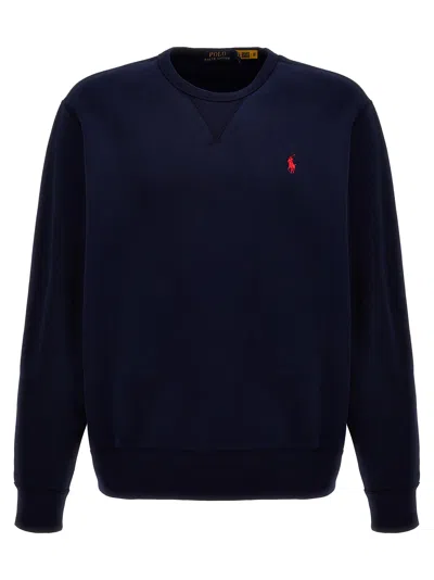 Polo Ralph Lauren Blue Cable Knit Crewneck Sweater With Pony Embroidery On The Front In Wool And Cashmere Man