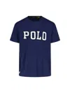 Polo Ralph Lauren Blue Crewneck T-shirt With Logo Lettering On The Fornt And Pony Embroidery On The Front