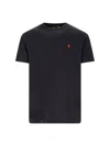 Polo Ralph Lauren Black Crewneck T-shirt With Pony Embroidery On The Front In Black