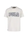 Polo Ralph Lauren Grey Crewneck T-shirt With Logo Print On The Front In Cotton Man In White
