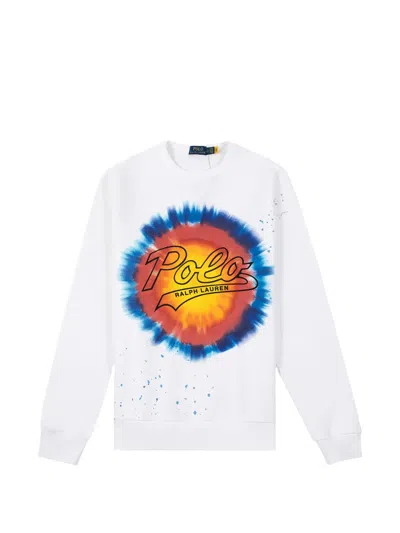 Polo Ralph Lauren Logo Tie-dye Sweatshirt In White