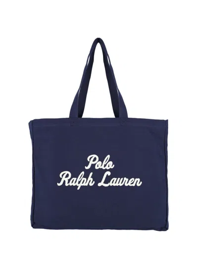 Polo Ralph Lauren Logo Tote Bag In Blue