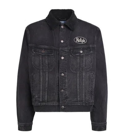 Polo Ralph Lauren Logo Trucker Denim Jacket In Black